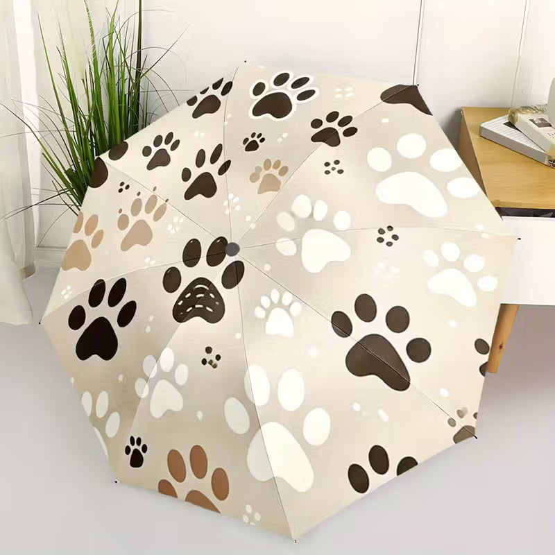 Paraguas con estampado de huellas