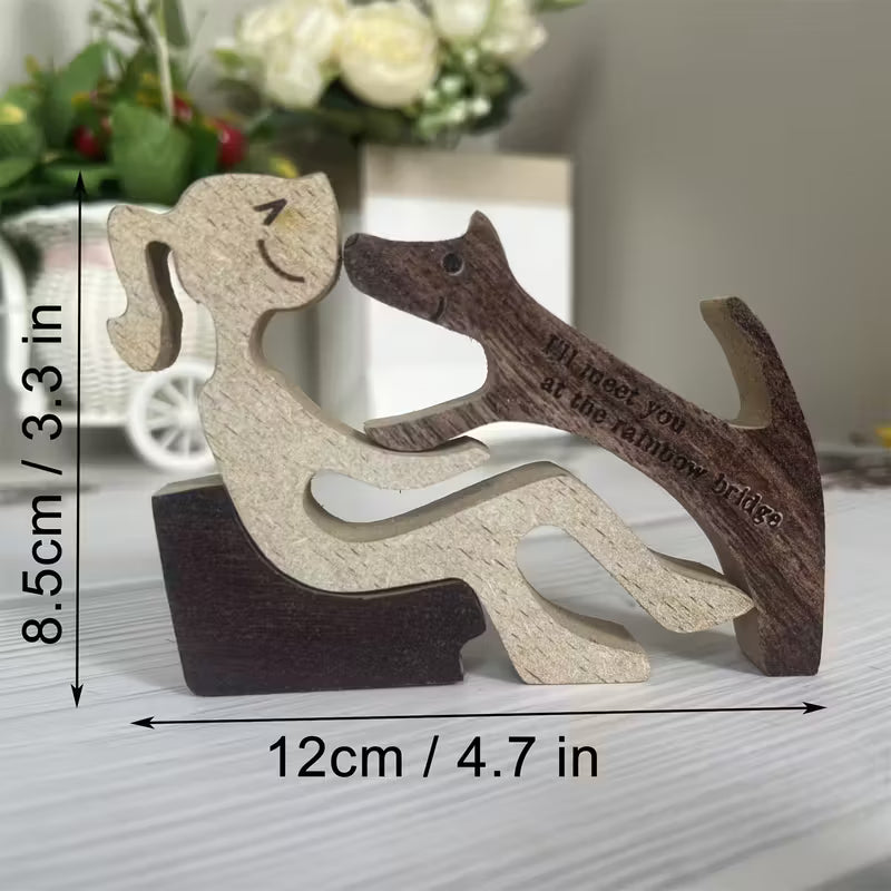 Figura madera mujer con perro