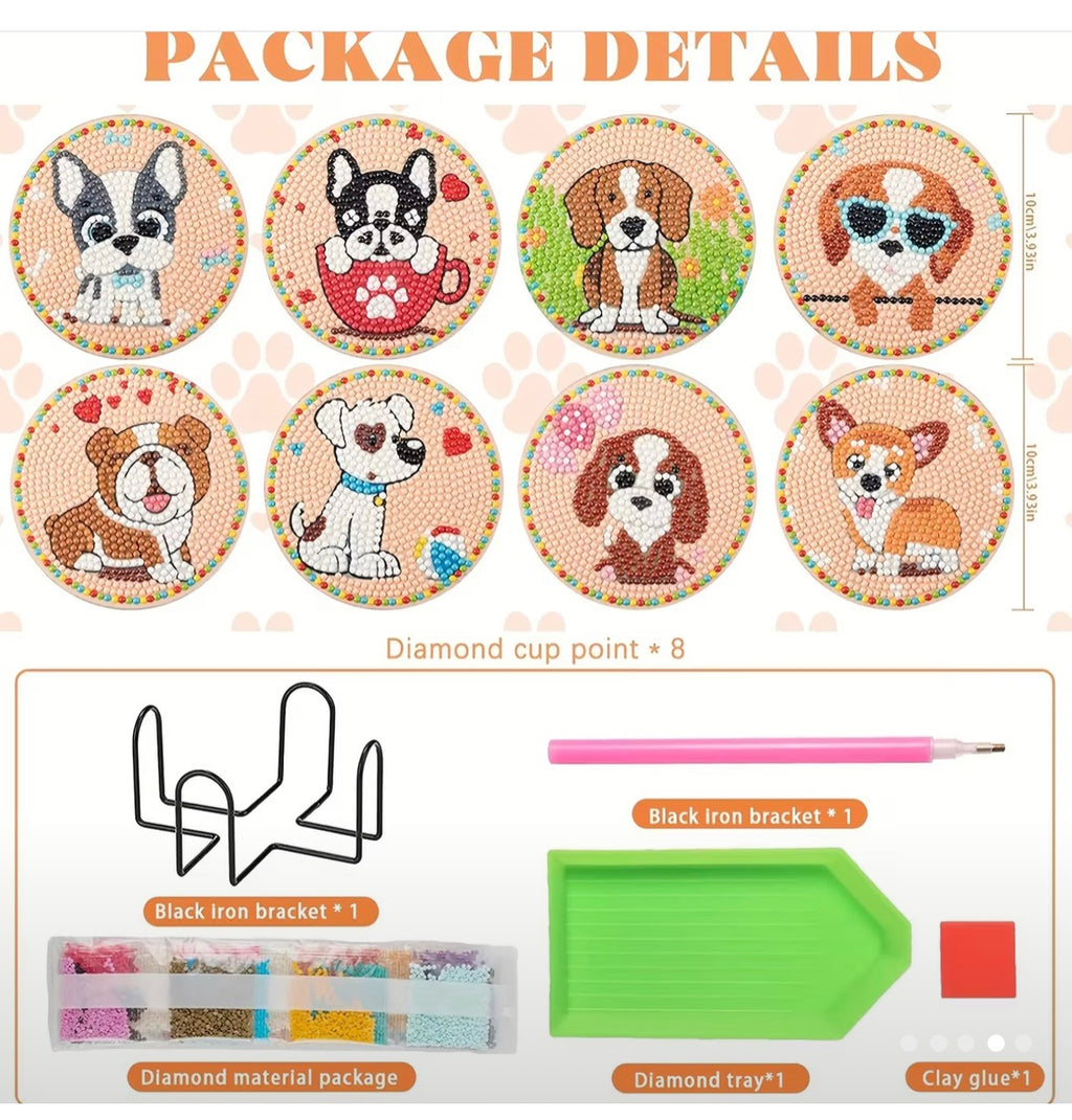 Posavasos DIY Perros Diamond Painting