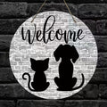Letrero de bienvenida Perro y gato