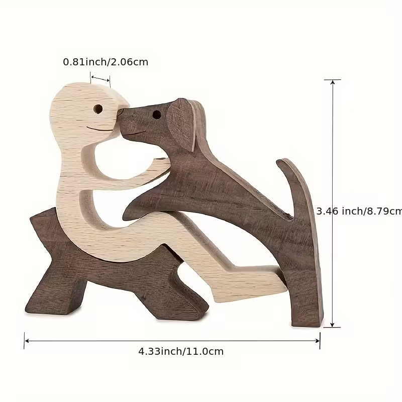 Figura madera mujer con perro